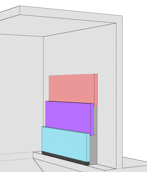 Schema einer dreiteiligen Peelle-Schachttür