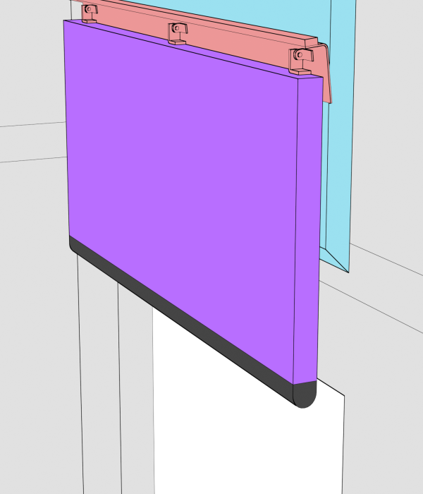 Schema einer offenen Brandschutzklappe an einer Peelle Pass-type Tür