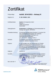 AufzRL 2014/33/EU Zertifikat